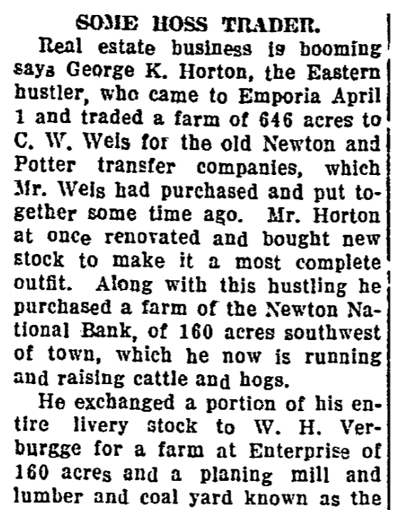 An article about George Horton, Emporia Gazette newspaper article 15 June 1915