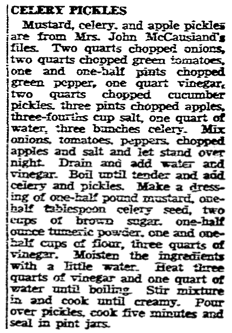 A celery recipe, San Diego Union newspaper article 2 January 1944
