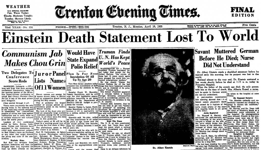 On This Day Albert Einstein, ‘Person of the Century,’ Died