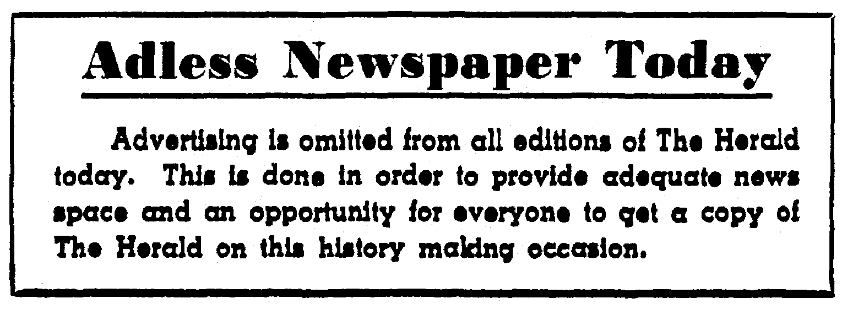 An article about V-E Day, Miami Herald newspaper article 8 May 1945