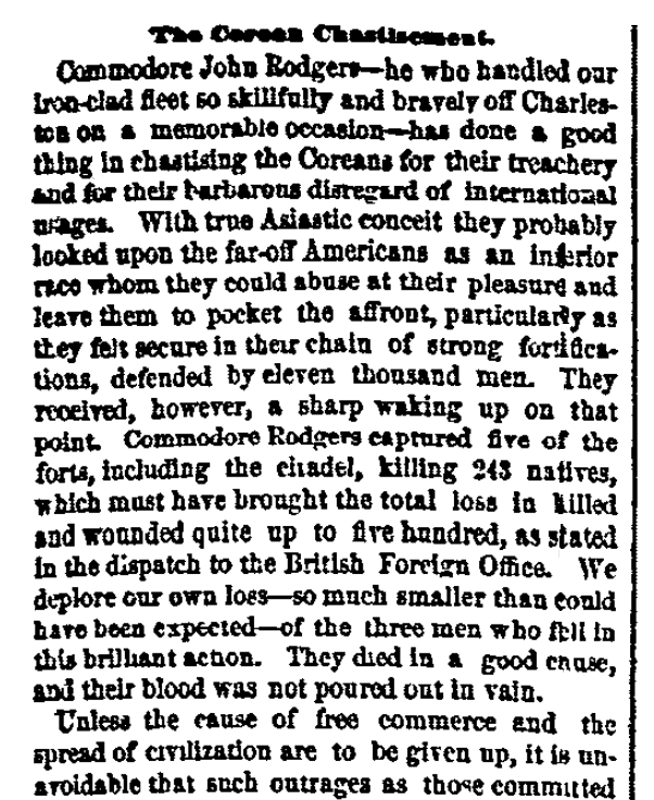 An article about America's first Korean War, Boston Journal newspaper article 30 June 1871