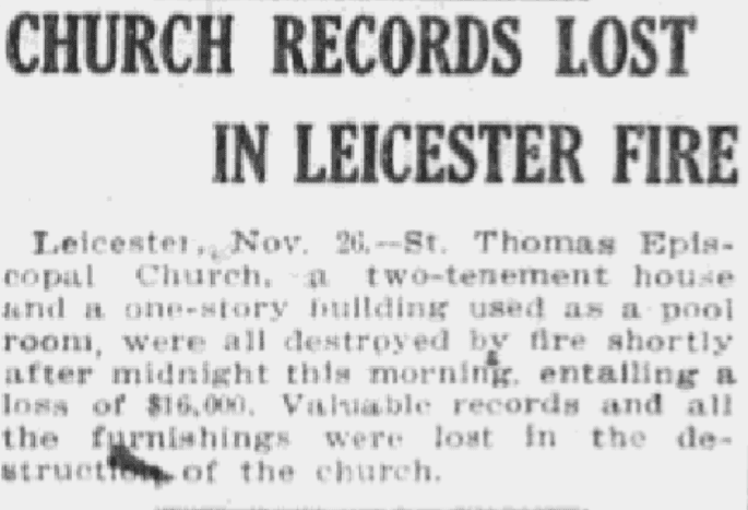 An article about church records, Boston Journal newspaper article 27 November 1911