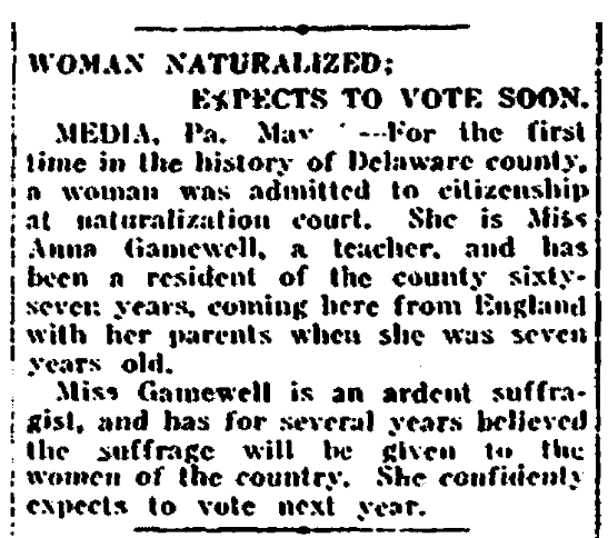 An article about citizenship and naturalization, New Orleans Item newspaper article 9 May 1915