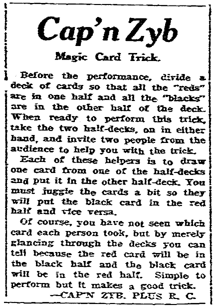 An article about magic tricks, Times-Picayune newspaper article 27 July 1924