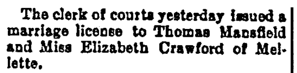 An article about marriage licenses, Aberdeen Daily News newspaper article 2 January 1900