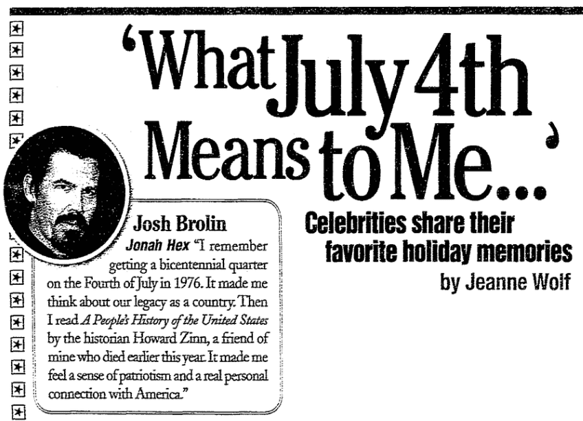 An article about the United States Bicentennial, Advocate newspaper article 4 July 2010