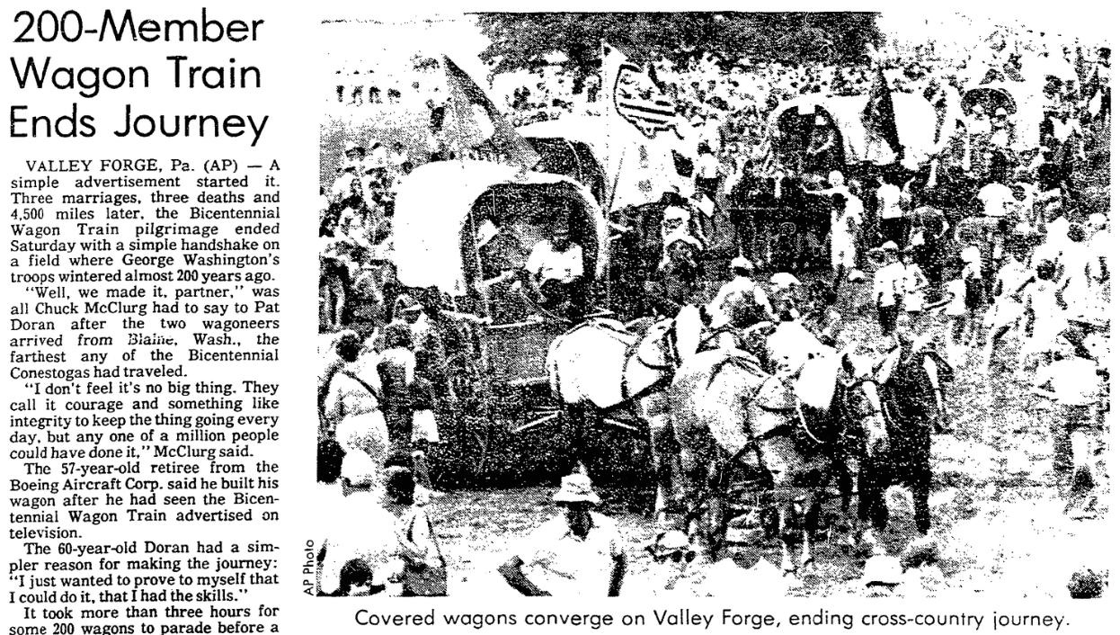 An article about the United States Bicentennial, Sacramento Bee newspaper article 4 July 1976