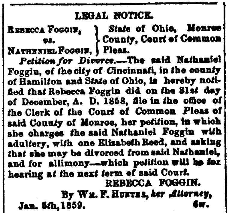 An article about divorce, Spirit of Democracy newspaper article 19 January 1859