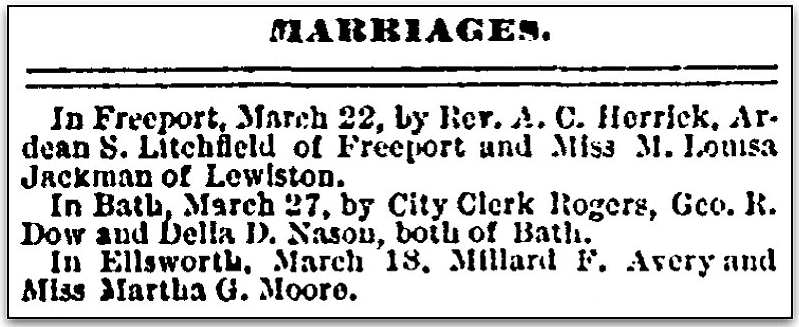 An article about Martha Moore Avery, Portland Daily Press newspaper article 31 March 1880