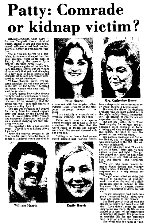 An article about Patty Hearst, Augusta Chronicle newspaper article 19 September 1975