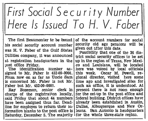 Fun with Historical Social Security Numbers