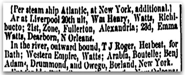 An article about the ship Benjamin Adams, Portland Weekly Advertiser newspaper article 13 September 1853