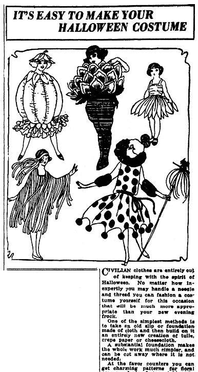An article about Halloween costumes, Flint Journal newspaper article 28 October 1922