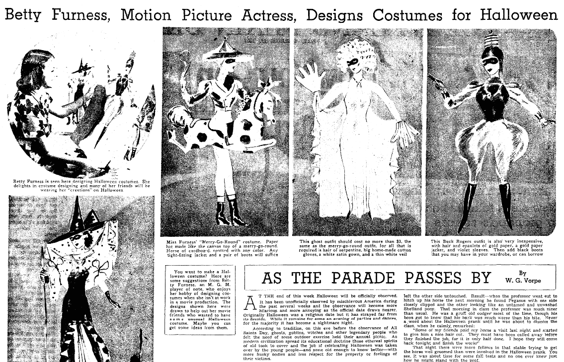 An article about Halloween costumes, Plain Dealer newspaper article 4 October 1937