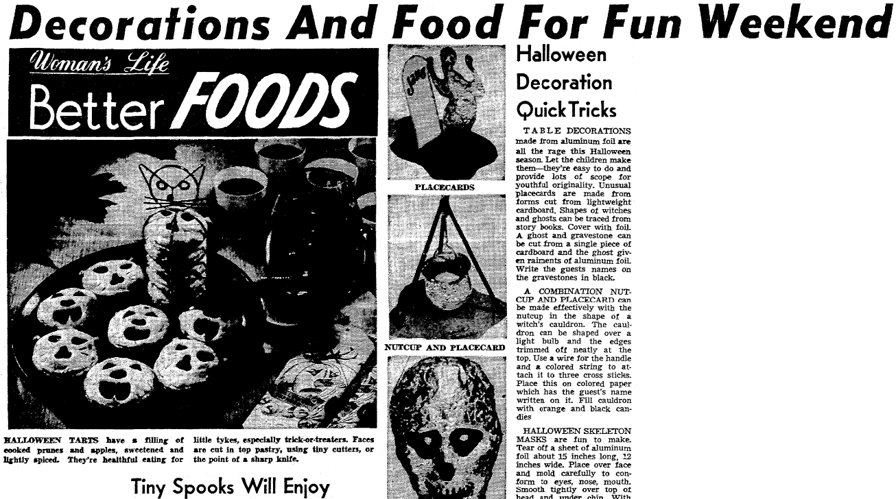 An article about Halloween costumes, Seattle Post-Intelligencer newspaper article 28 October 1955