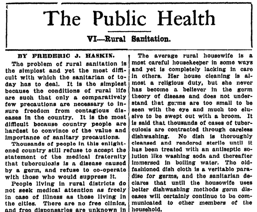 An article about washing dishes, Plain Dealer newspaper article 31 October 1911