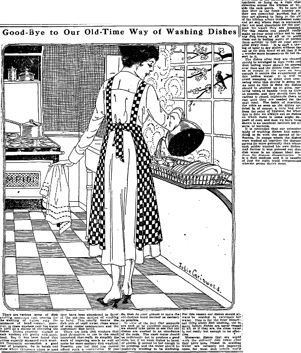 An article about washing dishes, Trenton Evening Times newspaper article 24 April 1919