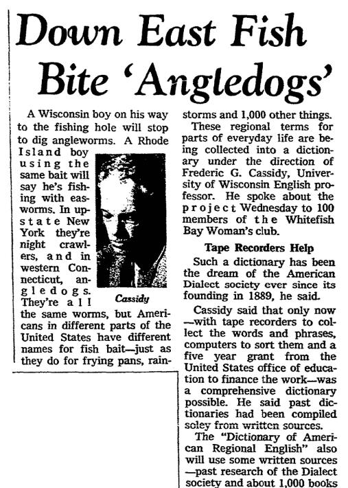 An article about the Dictionary of American Regional English, Milwaukee Journal newspaper article 5 January 1967