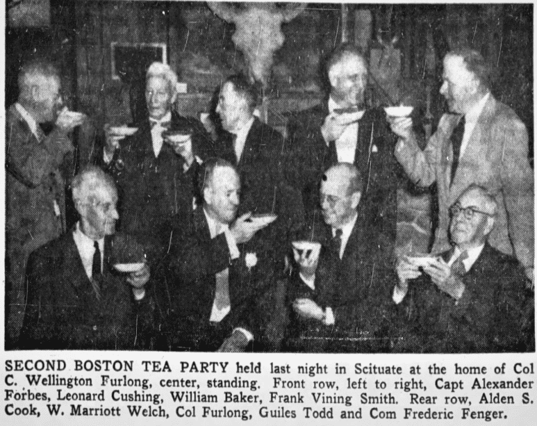 An article about the "Second Boston Tea Party," Boston Globe newspaper article 17 October 1956