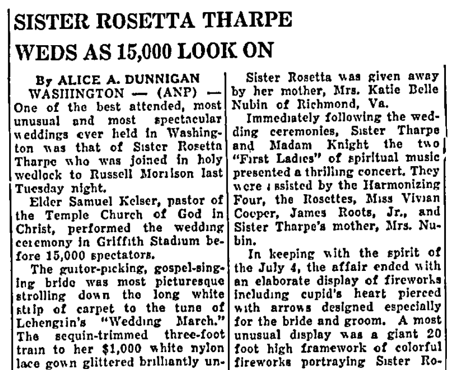 An article about Sister Rosetta Tharpe, Plaindealer newspaper article 13 July 1951