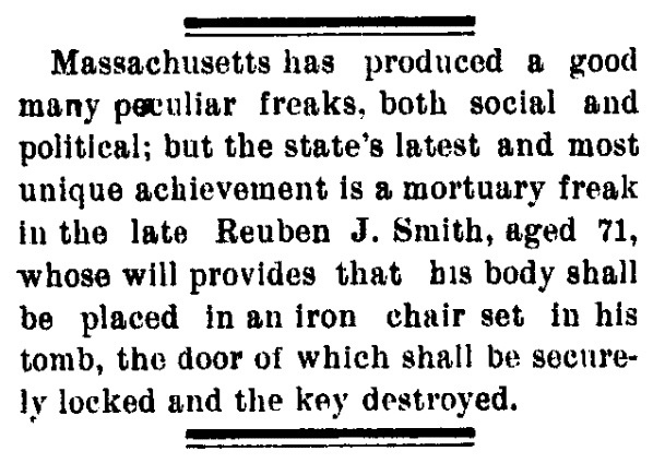 An article about Reuben John Smith, Santa Fe Daily New Mexican newspaper article 31 January 1899