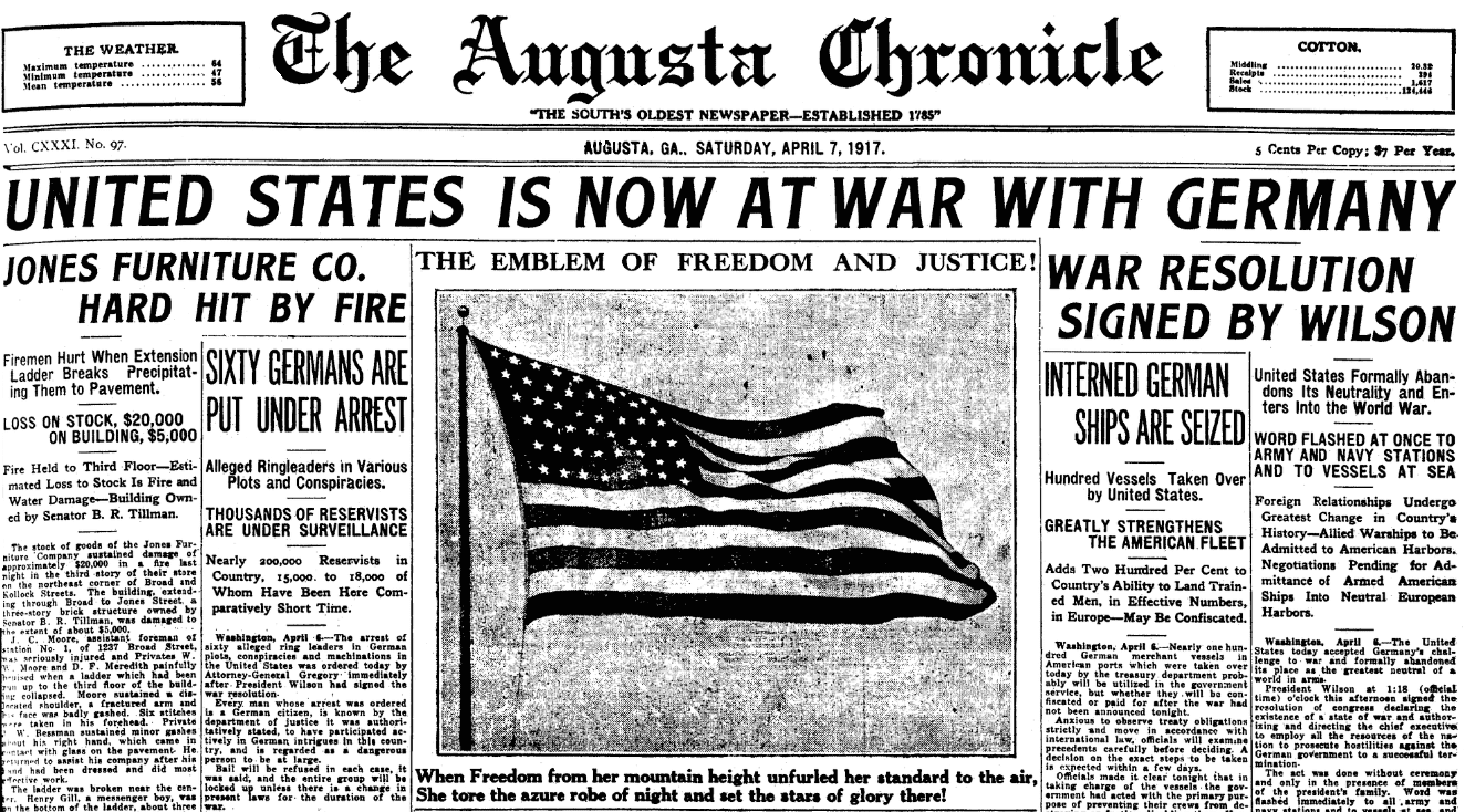 On This Day: U.S. Declared War on Germany in WWI