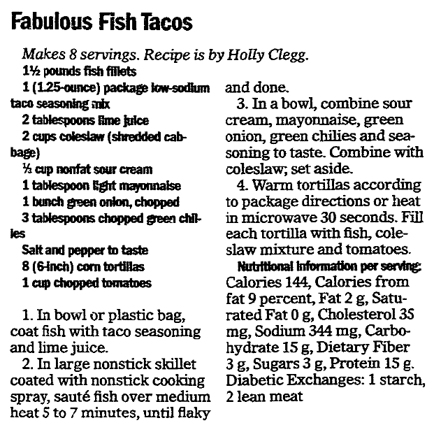 A taco recipe, Advocate newspaper article 16 July 2017