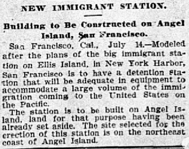 An article about an immigrant station, Dallas Morning News newspaper article 15 July 1905