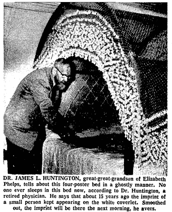 An article about the supposedly haunted Porter-Phelps-Huntington Mansion, Greensboro Daily News newspaper article 26 October 1958