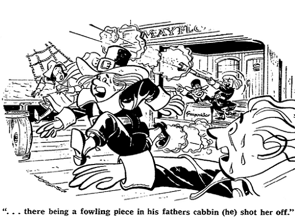 A cartoon about the Billington boys onboard the Mayflower, Omaha World-Herald (Omaha, Nebraska), 22 November 1959, page 103