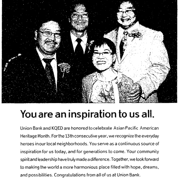 An article about Asian Pacific American Heritage Month, San Francisco Chronicle newspaper article 16 May 2010