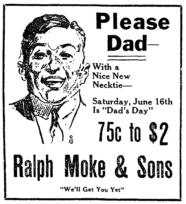 An ad for neckties, Beaumont Journal newspaper advertisement 15 June 192