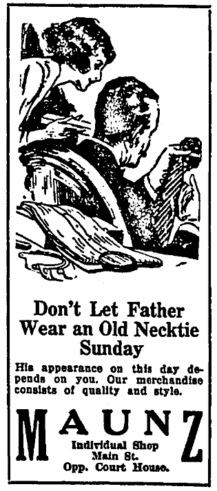 An ad for neckties, Fairmont West Virginian newspaper advertisement 6 October 1922