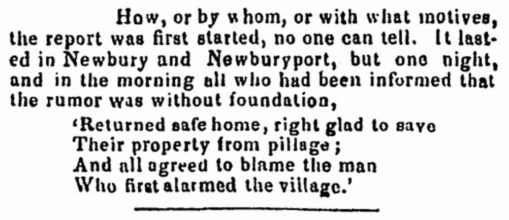 An article about the "Ipswich Fright," Newburyport Herald newspaper article 18 July 1845