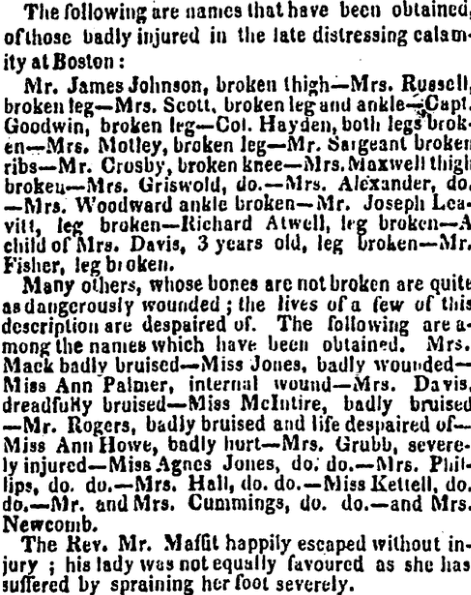 An article about an accident, Charleston Courier newspaper article 12 May 1828