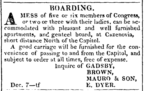 An article about a boarding house, Daily Globe newspaper article 19 January 1836