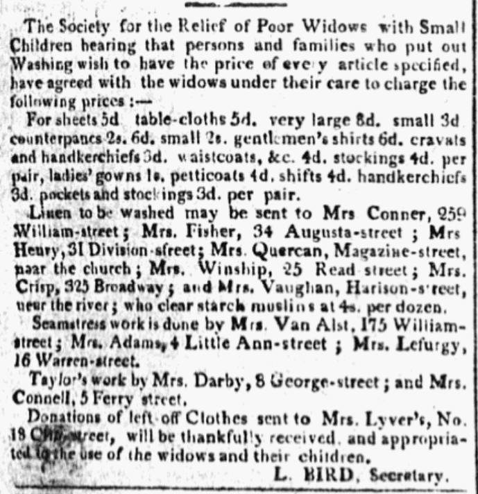 An article about charitable work, Mercantile Advertiser newspaper article 11 March 1803