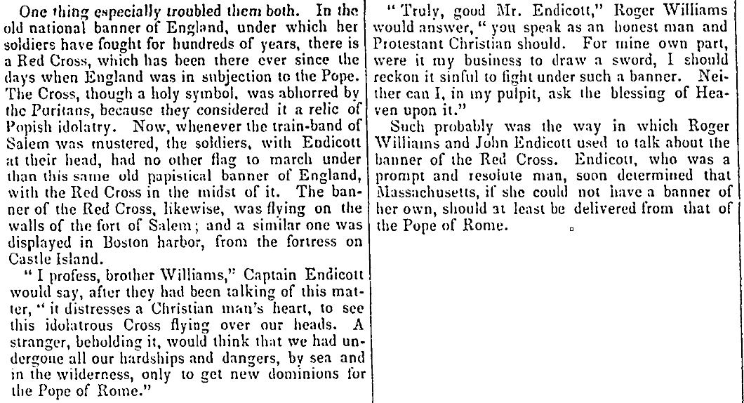 An article about John Endicott and the "Red Cross" incident, National Aegis newspaper article 6 January 1841