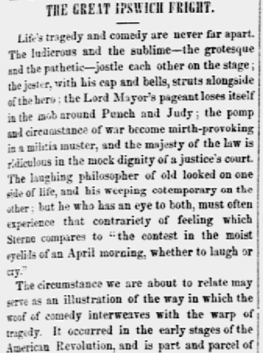 An article about the "Ipswich Fright," National Era newspaper article 9 August 1849