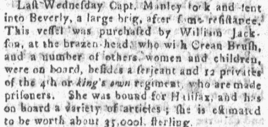 An article about William Jackson, Boston Gazette, or, Country Journal newspaper article 8 April 1776