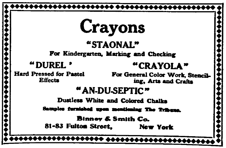 An ad for crayons, New-York Daily Tribune newspaper article 24 September 1910