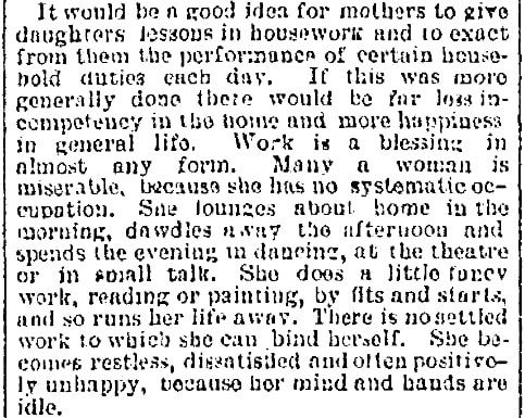 An article about housework, Jersey Journal newspaper article 19 August 1892