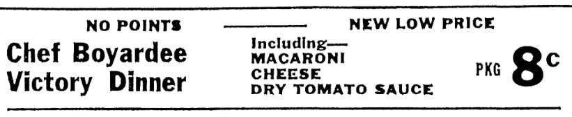 An article about Chef Boyardee, Patriot Ledger newspaper article 7 April 1944