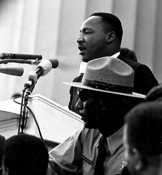 Photo: Dr. Martin Luther King Jr. giving his “I Have a Dream” speech during the March on Washington in Washington, D.C., on 28 August 1963