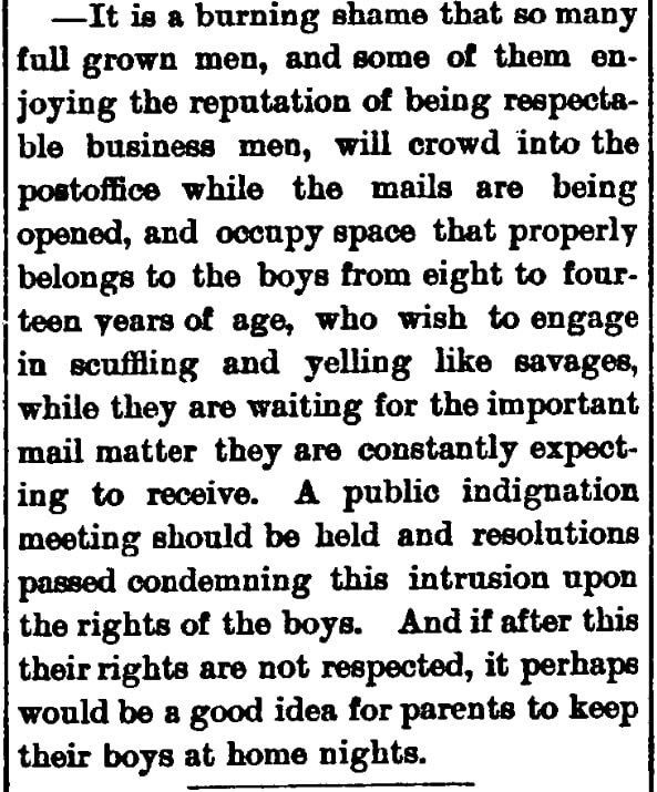 An article about the post office, Pullman Herald newspaper article 12 October 1889