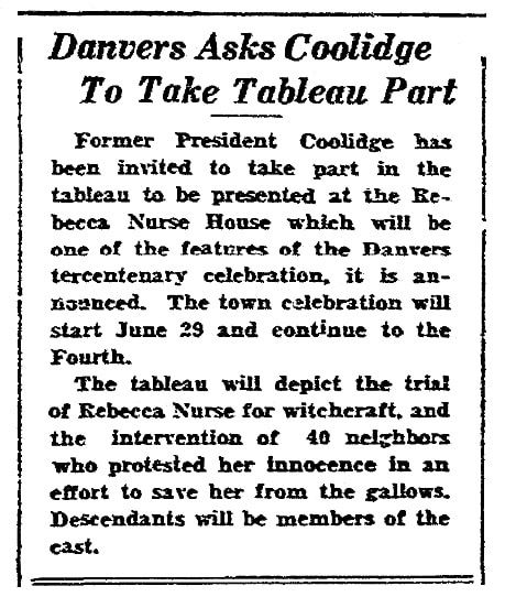 An article about the 1692 Salem Witch Trials, Boston Herald newspaper article 23 June 1930