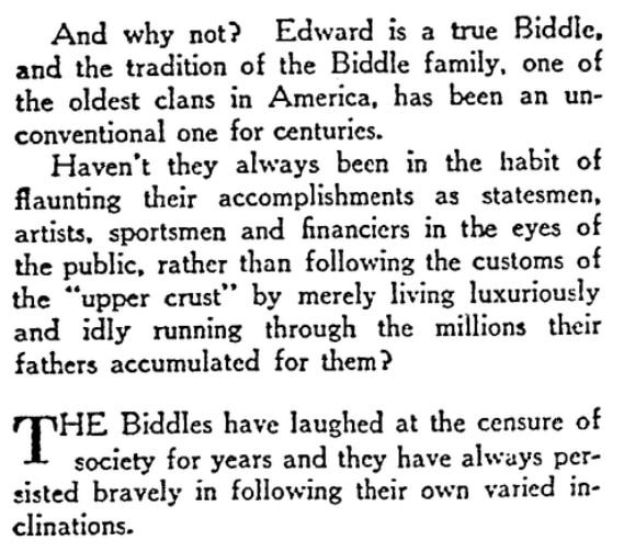 An article about the Biddles, Evansville Press newspaper article 7 February 1932