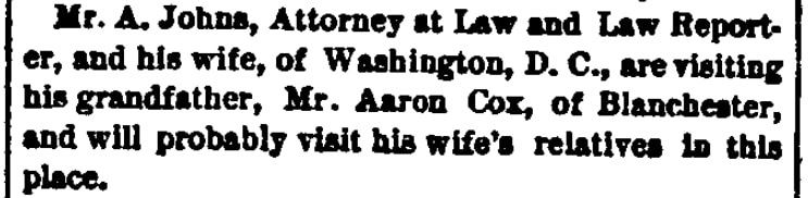 An article about visiting a grandfather, Highland Weekly News newspaper article 23 August 1877