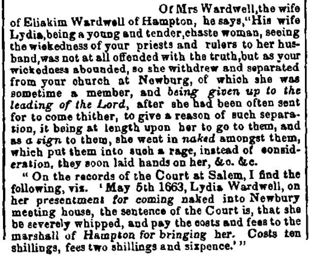 An article about Lydia Wardwell, New York Journal of Commerce newspaper article 7 February 1848