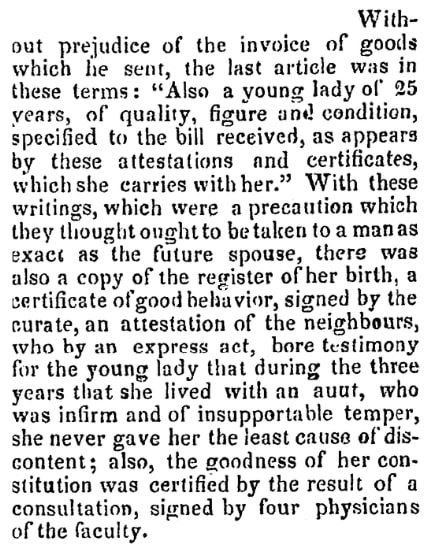 An article about birth certificates, Saratoga Sentinel newspaper article 17 May 1836